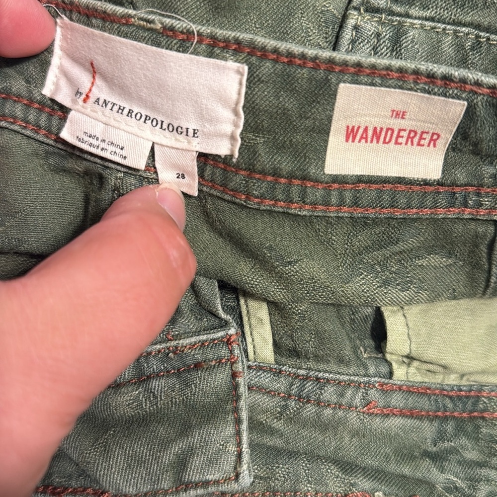 By Anthropologie Women’s Wanderer Jacquard Utility Straight Leg Pants Green 28 - Picture 9 of 10
